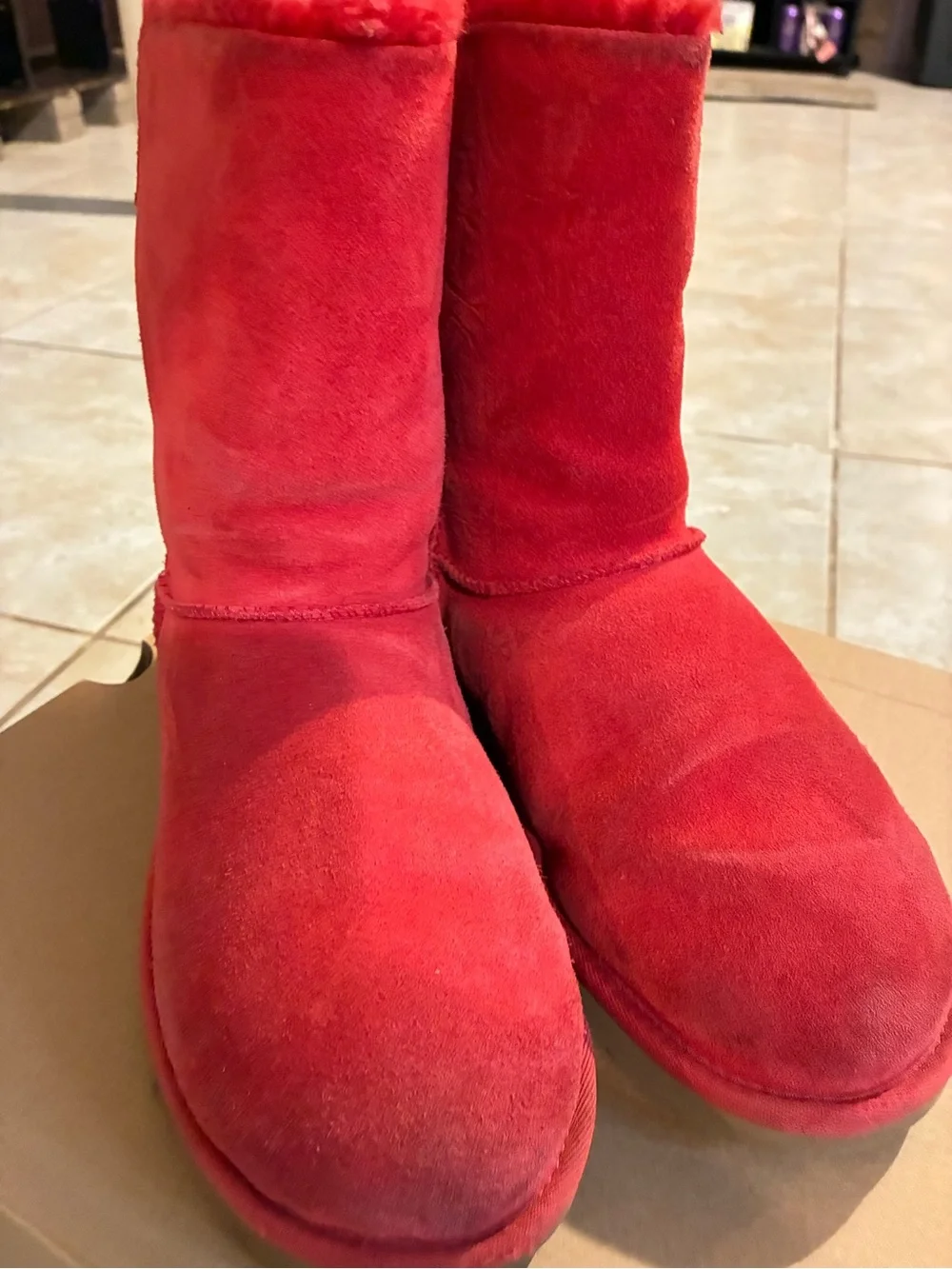UGG Red Suede Classic Bailey Bow Boots